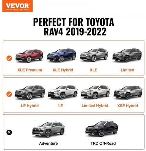 Vevor Багажници за покрив Алуминий за Toyota РАВ 4 2019-2023 (с крака за покривен багажник и заключване)