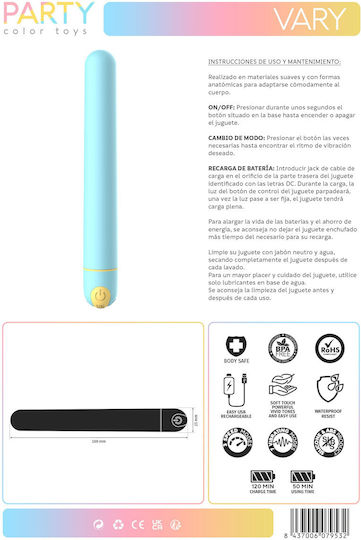 Party Color Toys Classic Vibrator 17cm Blue