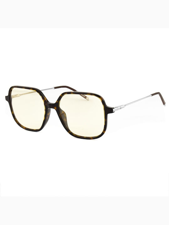 Zadig & Voltaire Women's Sunglasses with Brown Tartaruga Frame and Transparent Lens SZV328 722F