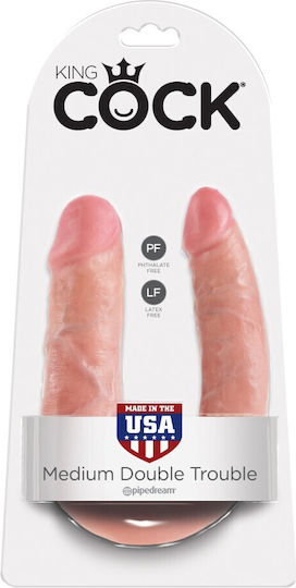 King Cock Διπλό Dildo με Βεντούζα Flesh 34cm