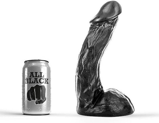 All Black Dave Ρεαλιστικό Dildo με Όρχεις και Βεντούζα Μαύρο 23cm