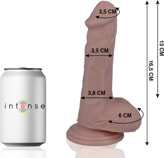 Intense Mr Intense Realistic Cock 5 Реалистично дилдо с Топки и Вендуза Телесен 16.5см