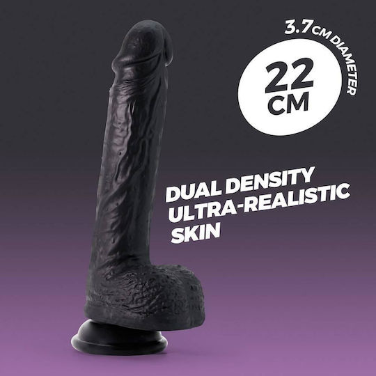 Crushious Glass Dildo with Balls and Suction Cup Black 21cm