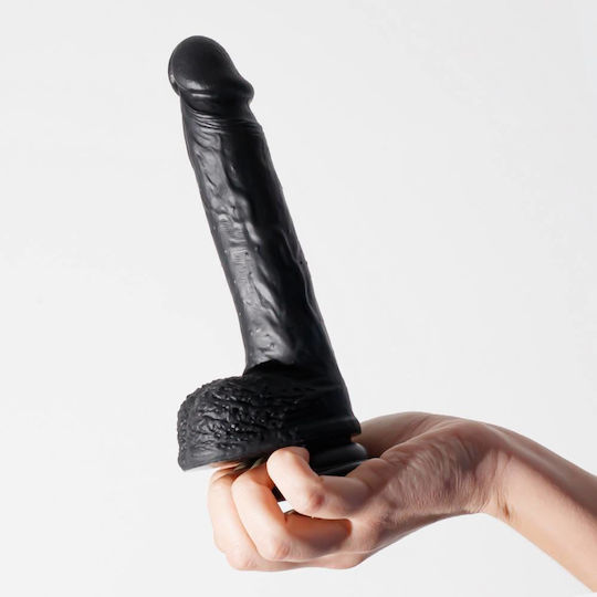 Crushious Glass Dildo with Balls and Suction Cup Black 21cm