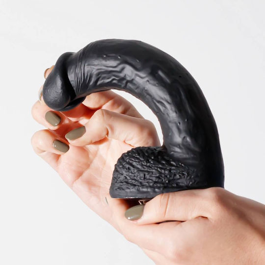 Crushious Glass Dildo with Balls and Suction Cup Black 21cm