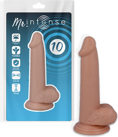 Intense Mr Intense Realistic Cock 10 Glass Dildo with Balls and Suction Cup Flesh 18cm