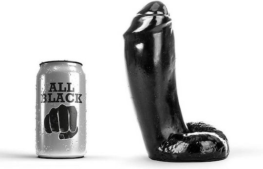 All Black Dong Realistic Ρεαλιστικό Dildo με Όρχεις Μαύρο 18cm