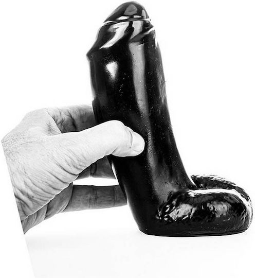 All Black Dong Realistic Ρεαλιστικό Dildo με Όρχεις Μαύρο 18cm