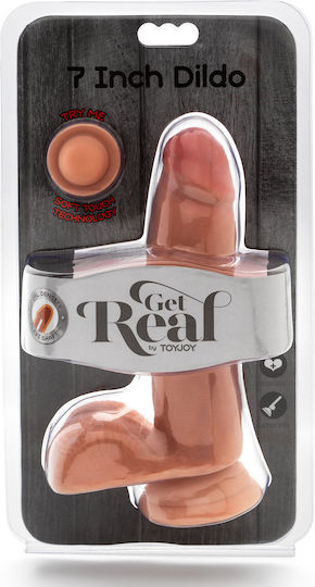 ToyJoy Get Real Dual Density Dildo with Balls Ρεαλιστικό Dildo με Όρχεις και Βεντούζα Flesh 18cm