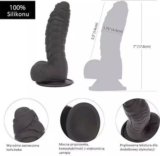 BMS Factory Addiction Ben Realistisches Dildo mit Hoden und Saugnapf Black 18cm