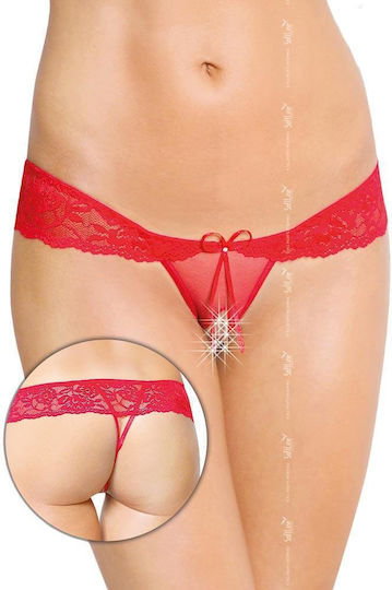 Softline 2443 Γυναικείο Sexy String Αυτοκινήτου Crotchless G-String Κόκκινο
