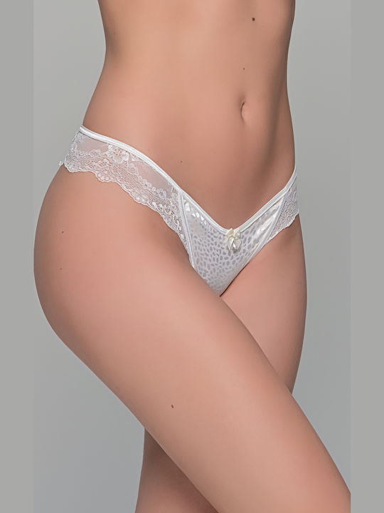 Γυναικείο String με Δαντέλα Λευκό