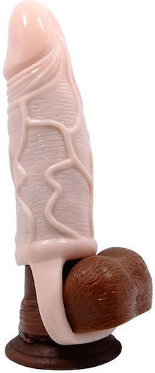 Baile Silicone Penis Sleeve with Ball Straps Προέκταση Πέους Flesh 13.5cm