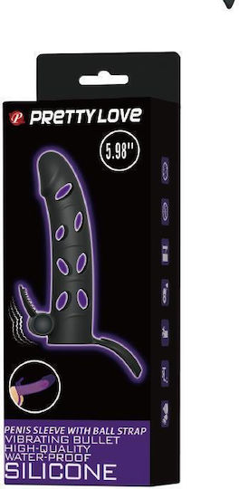 Pretty Love Plunging Pete Corona Penis Extension with Vibration Black 15.2cm