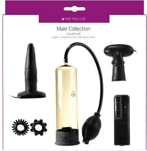 Seven Creations Male Mens Kit Multiple Sensation Пенис помпа с вибрация Черен