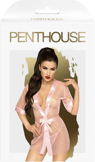 Penthouse Midnight Mirage Peignoir Sexy Ρόμπα Ροζ