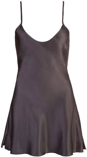Cottelli Collection Satin Chemise with Open Back Sexy Babydoll Black