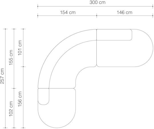 Bjorn Ecke Sofa mit Umkehrbarer Winkel Weiß 300x260cm