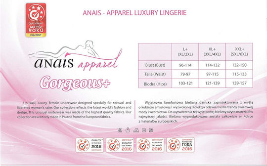 Anais Apparel Ymare Plus Size Babydoll & Thong Plus Size Σετ Sexy Babydoll με Δαντέλα Black