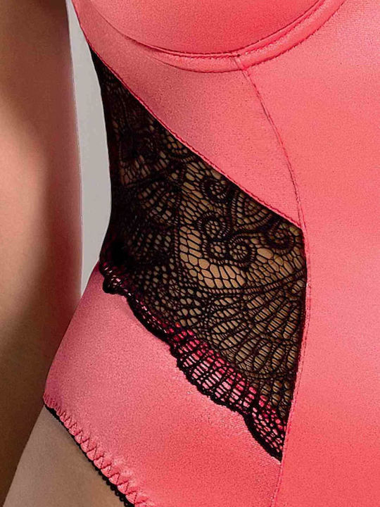 Casmir Lingerie Rosalie Teddy Sexy Bodysuit with Lace Pink