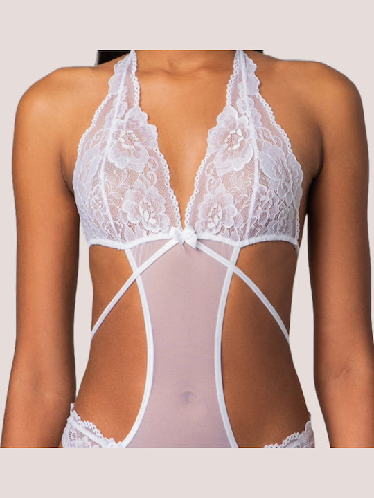 Milena by Paris Sexy Κορμάκι με Δαντέλα Brazil Body Λευκό