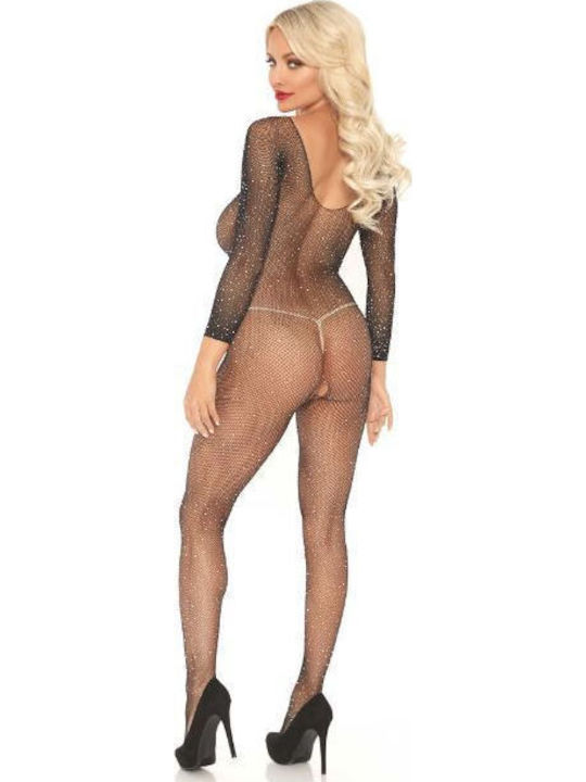 Leg Avenue Fishnet Sleeved Bodystocking Sexy Bodystockings Black