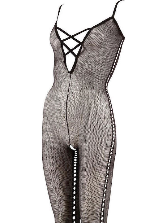 Mandy Mystery Catsuit Plasă Fără Chilot Mărimi Mari Bodystocking Sexy Cu Spate Deschis Negru