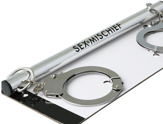 Sportsheets Sex & Mischief Spreader Bar with Metal Cuffs Μπάρα Ακινητοποίησης σε Ασημί Χρώμα