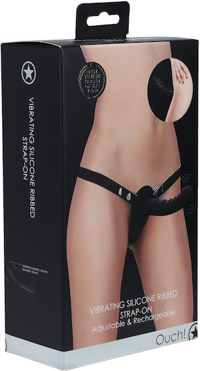 Shots Harness with Dildo 15.5cm and Vibration in Black Color