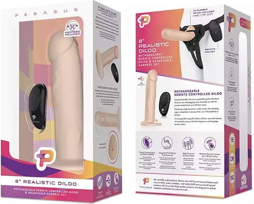 Pegasus Harness with Dildo and Vibration in skin color