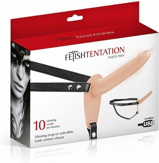 Fetish Tentation Fetish Tentation Harness with Dildo 15.5cm and Vibration in skin color