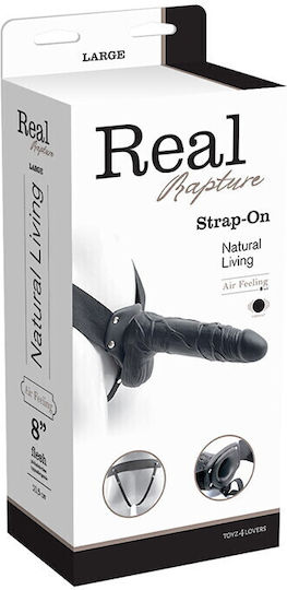 Toyz4lovers Real Rapture Air Feeling 8" Hollow Vibrating Strap On Harness with Dildo 20.5cm and Vibration in Black Color