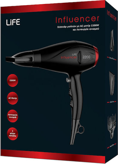 Life Influencer Hairdryer Ionic Uscător de Păr cu Difuzor 2200W