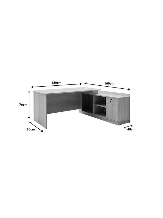 Birou Profesional Colțar Amazon Din Lemn Bej 180x160x76 cm