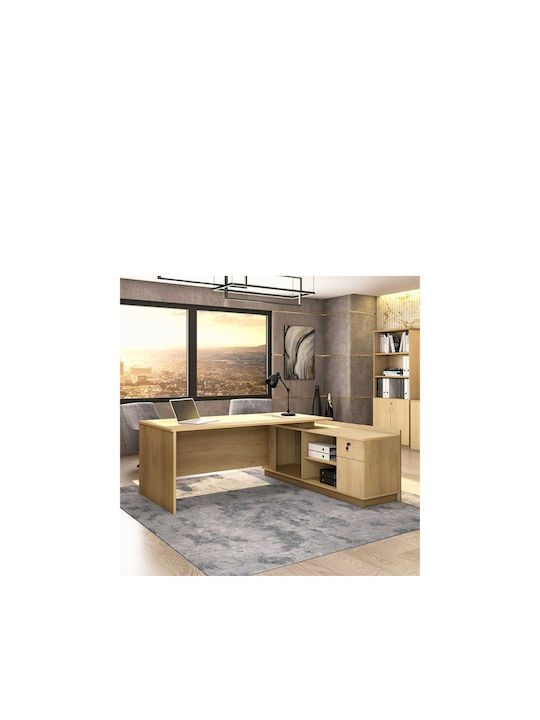 Birou Profesional Colțar Amazon Din Lemn Bej 180x160x76 cm