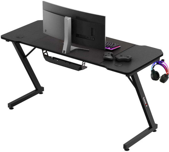 Gaming Office Hero Wooden Black with Metal Legs 140x60x74cm