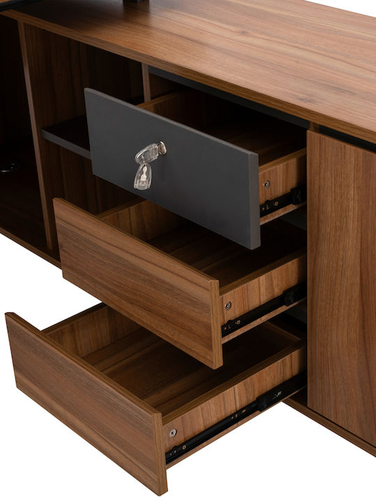 Corner Professional Office Supreme Wooden Brown 200x180x76cm