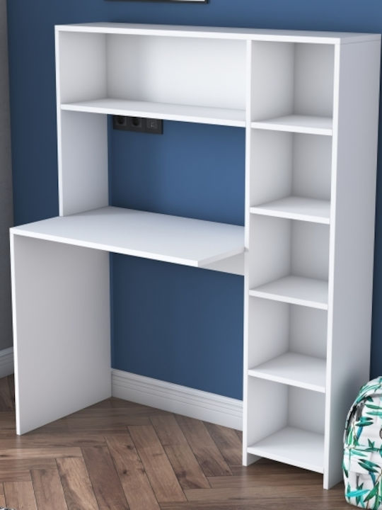 Γραφείο Rani Ξύλινο με Βιβλιοθήκη Λευκό 113.2x40x141.8εκ.