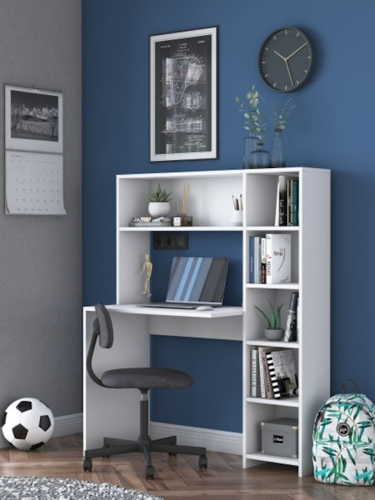 Γραφείο Rani Ξύλινο με Βιβλιοθήκη Λευκό 113.2x40x141.8εκ.