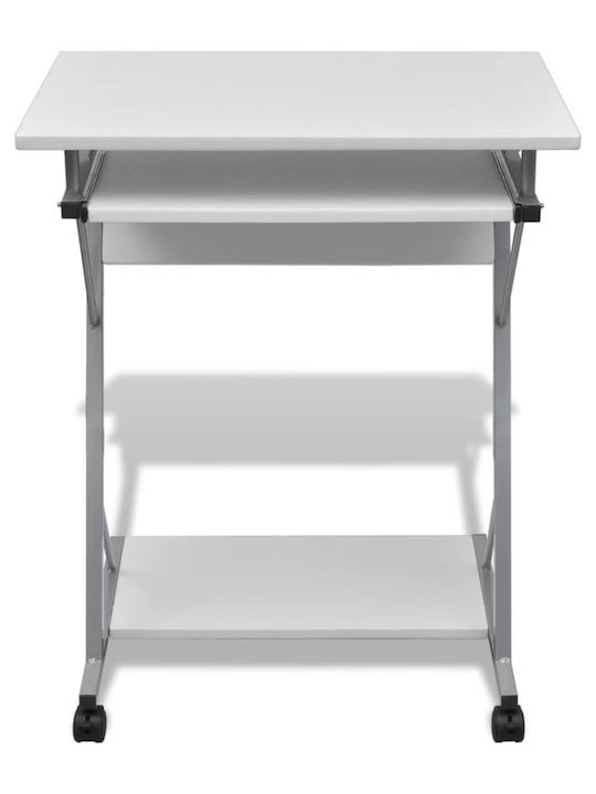 Computer Büro Holz Weiß mit Metallbeinen 60x40x75cm