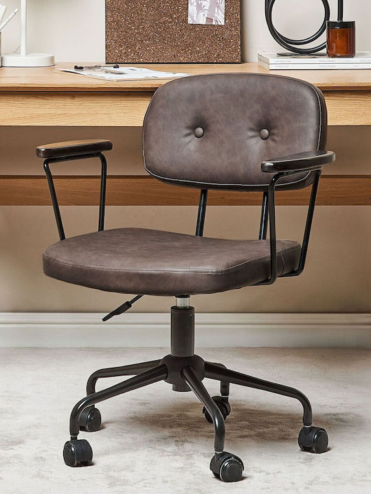 Beliani Καρέκλα Γραφείου με Μπράτσα Dark Brown