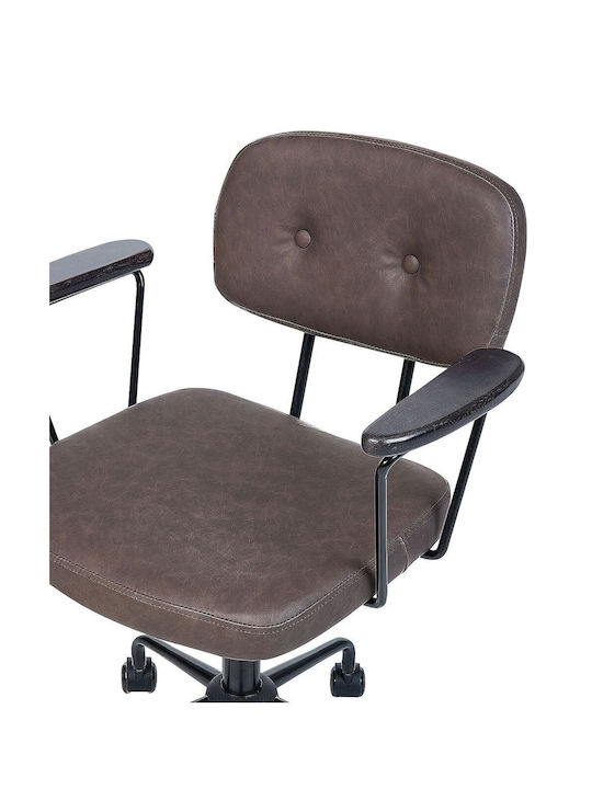 Beliani Καρέκλα Γραφείου με Μπράτσα Dark Brown
