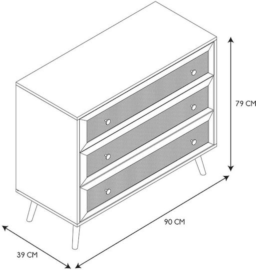 Mobilier de Intrare Bali Home Deco Factory cu 3 Sertare Dimensiuni 90x39x79cm Hd7455