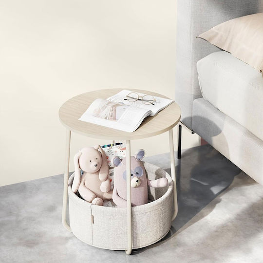 Round Metal Side Table Beige W45xL45xH50cm