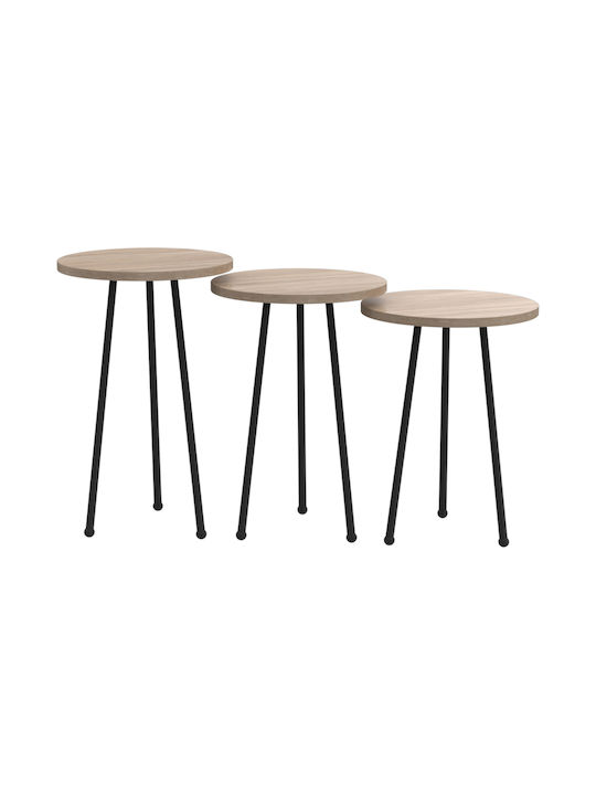 Round Side Table Kissa Wooden Sonoma - Black L33xW33xH56cm.