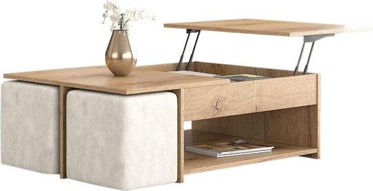 Rectangular Central Coffee Table No6 Wooden with Lifting Mechanism Gray W120xL75xH40cm N6STAXTI