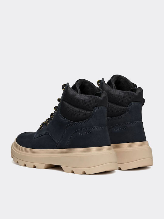 Kiddartah Leather Kids Boots with Zipper Blue