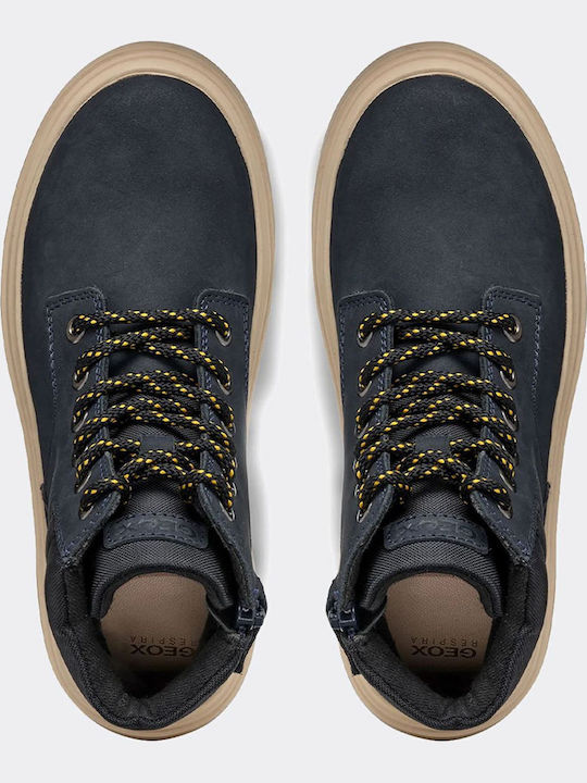 Kiddartah Leather Kids Boots with Zipper Blue