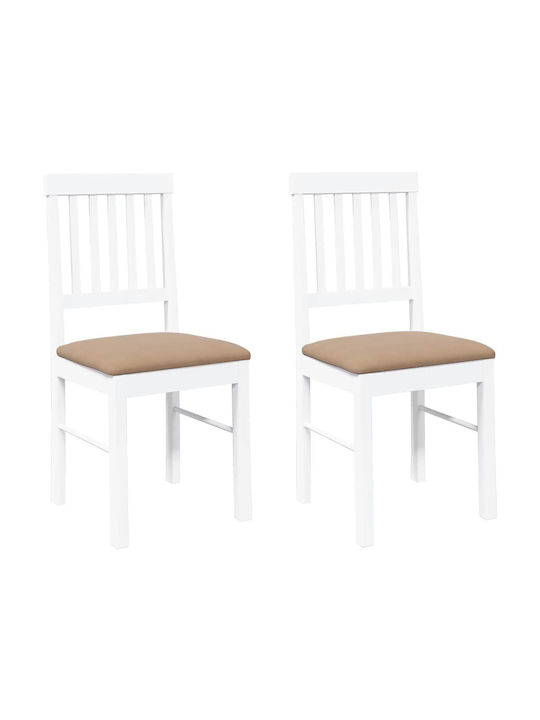 Dining Room Wooden Chair White 42.5x44.5x90cm 2pcs