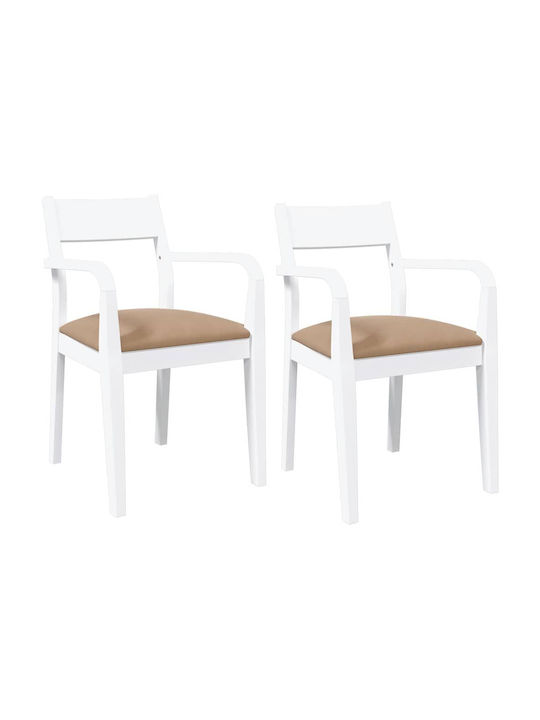 Dining Room Wooden Chair White 51x57x80.5cm 2pcs